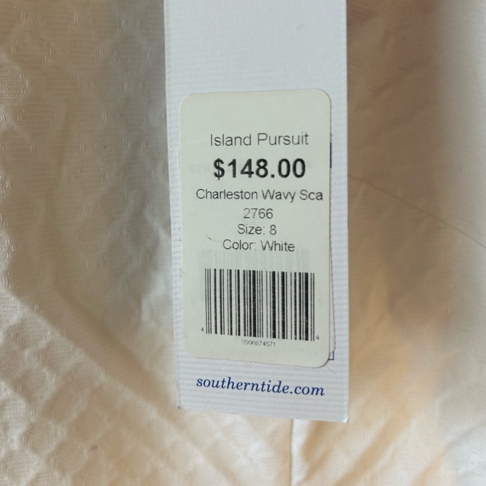 NWT Southern Tide White Sleeveless Scallop-Hem Dress - Picture 4 of 9